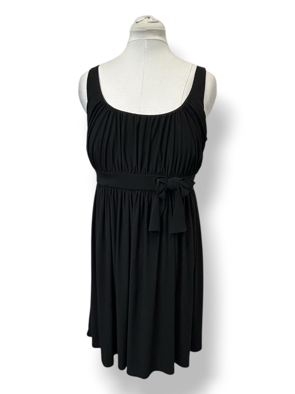 Essentials by ABS Women’s Sleeveless Midi Dress Waist Bow Little Black Dress 12